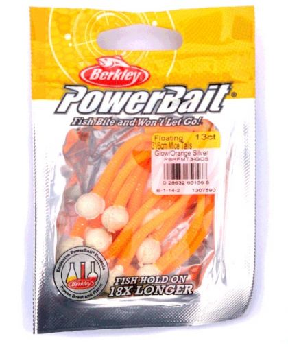 Berkley Powerbait Floating Mice Tails glow - orange silver  8cm