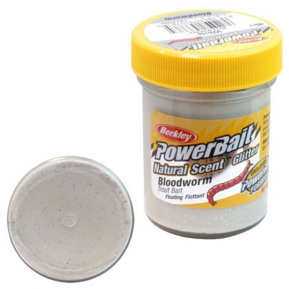 Berkley Powerbait Natural Glitter Trout Bait bloodworm white forel forelaas