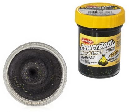 Berkley Powerbait Natural Glitter Trout Bait garlic black 