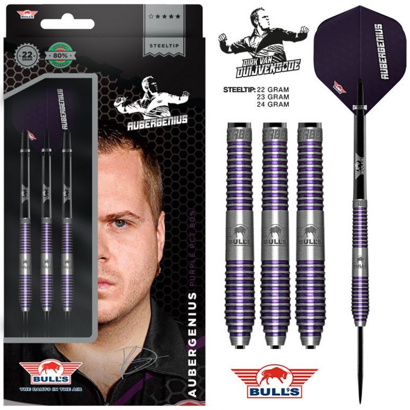 Bulls Aubergenius 80% argent - mauve darts 22g