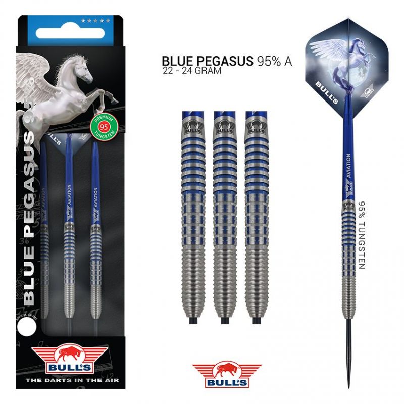 Bulls Blue Pegasus 95% A zilver - blauw dartpijlen 22g