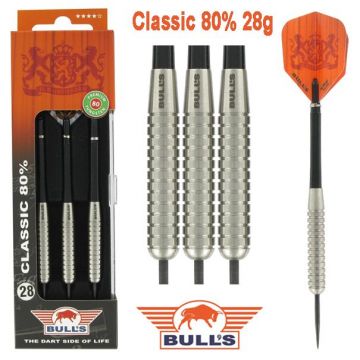 Bulls Classic 80% zwart - zilver dartpijlen 28g