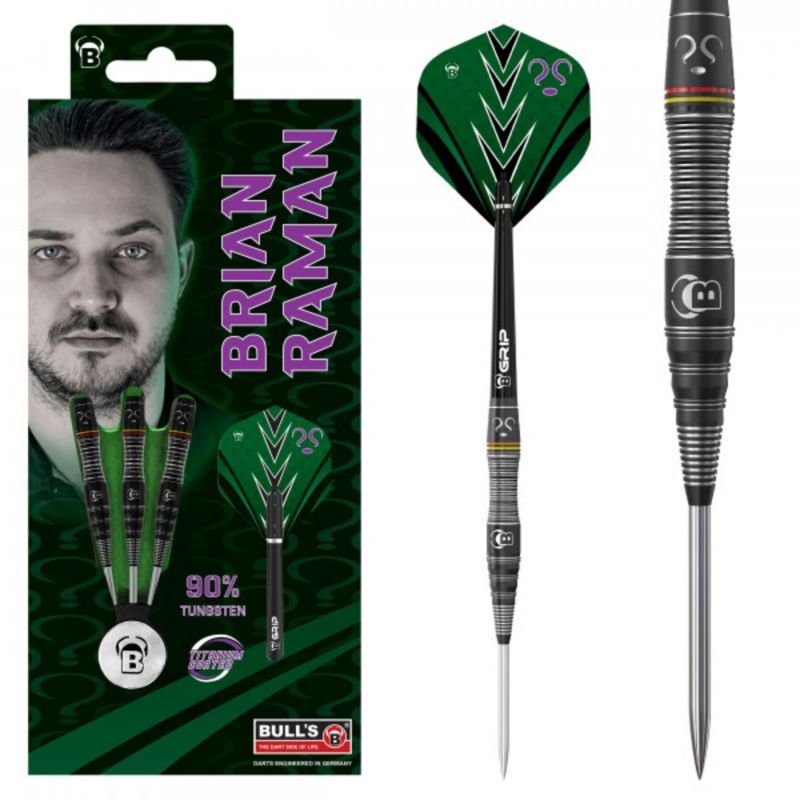 Bulls Germany Brian Raman The Riddler 90% zwart - zilver dartpijlen 22g