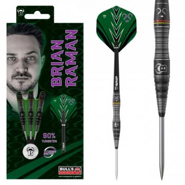 Bulls Germany Brian Raman The Riddler 90% zwart - zilver dartpijlen 24g