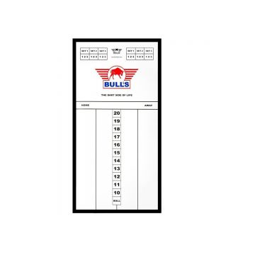 Bulls Glas Scoreboard 60x30cm (enkel afhaling) wit - zwart dart scorebord 60x30cm