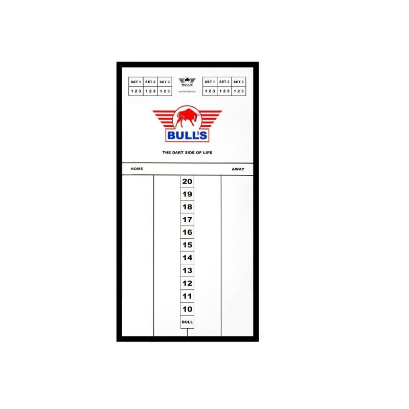 Bulls Glas Scoreboard 60x30cm (enkel afhaling) wit - zwart dart scorebord 60x30cm