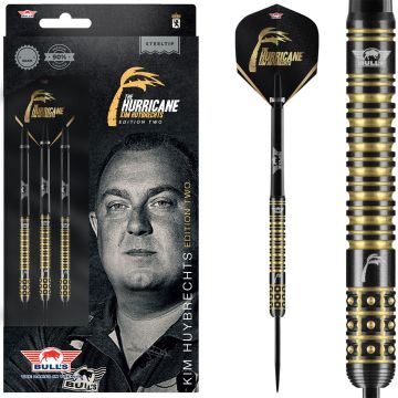 Bulls Kim Huybrechts 90% Black E2 zwart - goud dartpijlen 25g