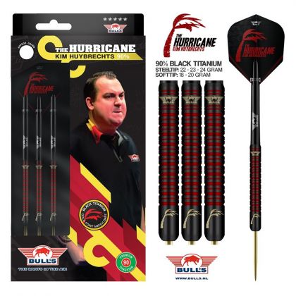 Bulls Kim Huybrechts 90% Black Titanium zwart - rood dartpijlen 24g