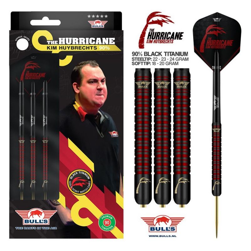 Bulls Kim Huybrechts 90% Black Titanium noir - rouge darts 24g