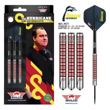 Bulls Kim Huybrechts 90% PCT noir - rouge - argent darts 24g