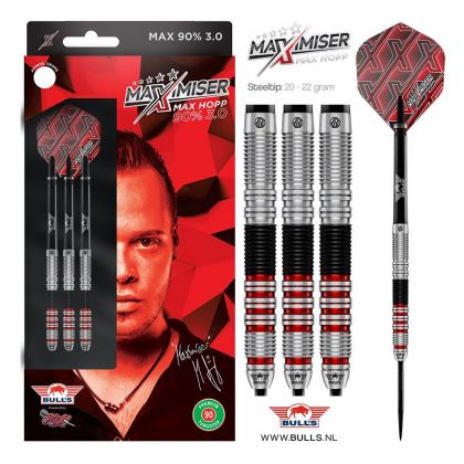 Bulls Max Hopp MAX90 3.0 90% noir - rouge - argent darts 22g