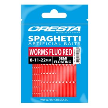 Cresta Spaghetti Worms fluo red  8mm-11mm-22mm