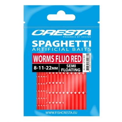 Cresta Spaghetti Worms fluo red imitatie visaas 8mm-11mm-22mm