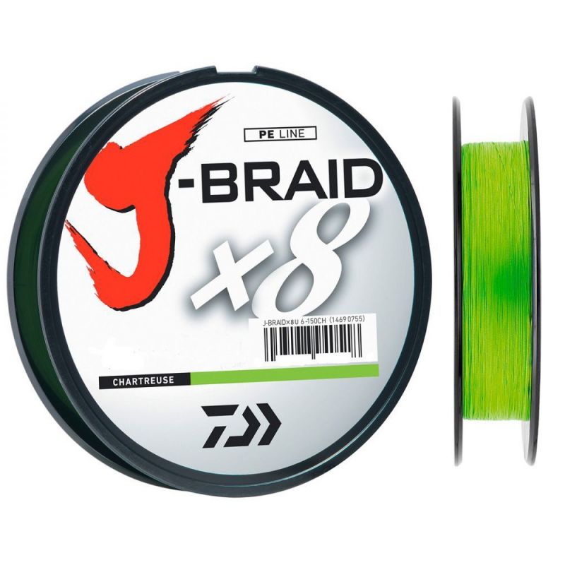 Daiwa J-Braid X8 chartreuse gevlochten visdraad 0.13mm 150m 8kg