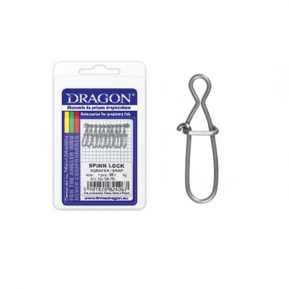 Dragon Spin Lock Snap zilver viswartel 2/0