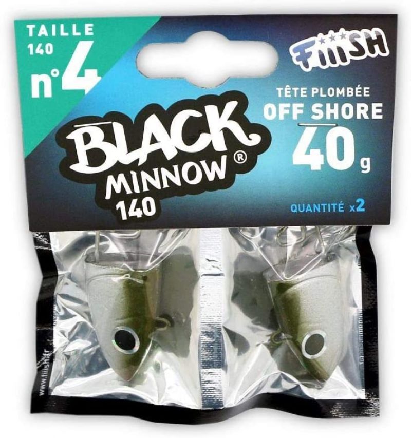 Fiiish Black Minnow 140 Jig Head Off Shore khaki loodkop N°4 40g