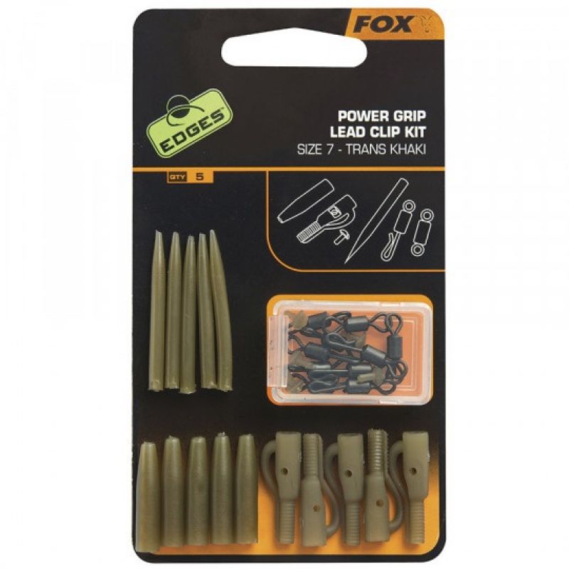 Fox EDGES Power Grip Lead Clip Kit trans khaki  Size 7