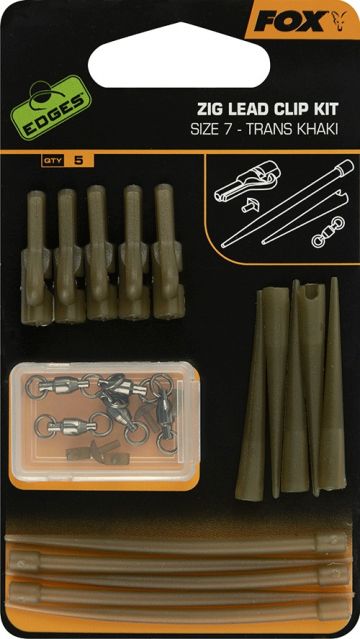 Fox Edges Zig Lead Clip Kit trans khaki  Size 7