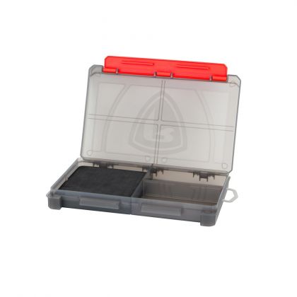 Foxrage Compact Storage Box grijs - rood roofvis visdoos Medium