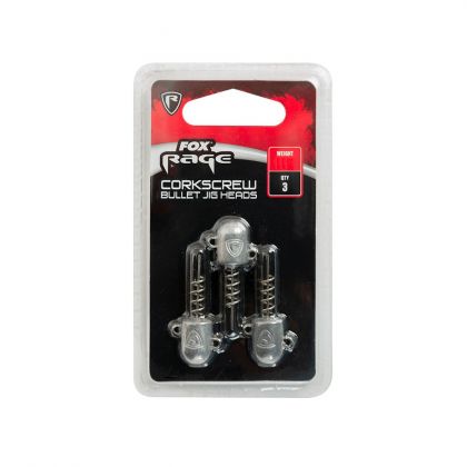 Foxrage Corkscrew Bullet Jig Heads zilver roofvis vislood 20g