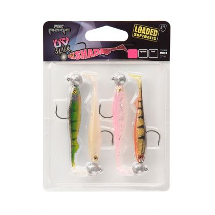 Foxrage UV Slick Shad Loaded 4-kleuren shad H2/0 7g 9cm