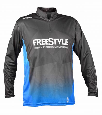 Freestyle Tournament Jersey zwart - grijs - blauw vis t-shirt Small