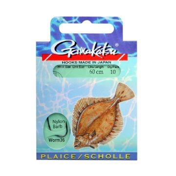 Gamakatsu Flatfish Worm 36 zwart - clear zeevis zee onderlijn H6 0.35mm 60cm