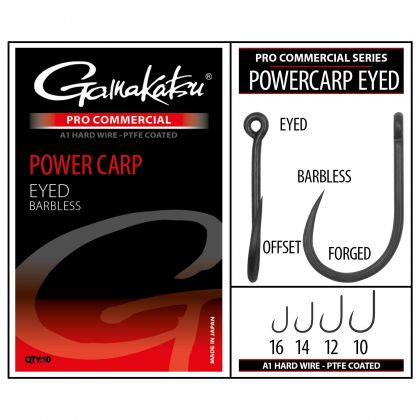 Gamakatsu Pro-C POWERCARP EYED A1 (barbless) zwart witvis vishaak 14