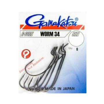 Gamakatsu Worm 34 zwart roofvis vishaak 1