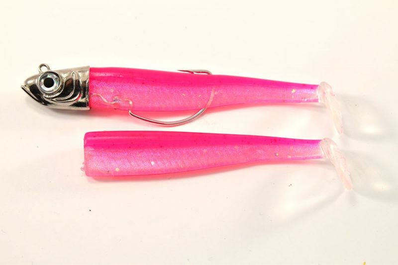 Gt-bio Roller Shad 125 Combo rose fluo uv shad zeebaars 23g