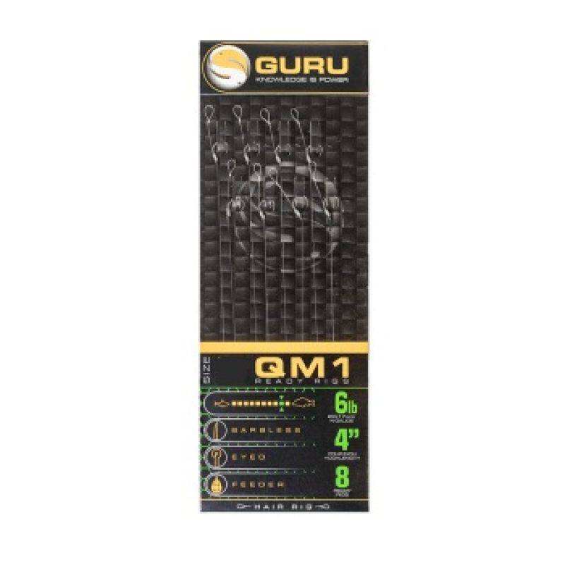 Guru QM1 Standard Hair Ready Rig clear witvis witvis onderlijn H14 4" 0.19mm