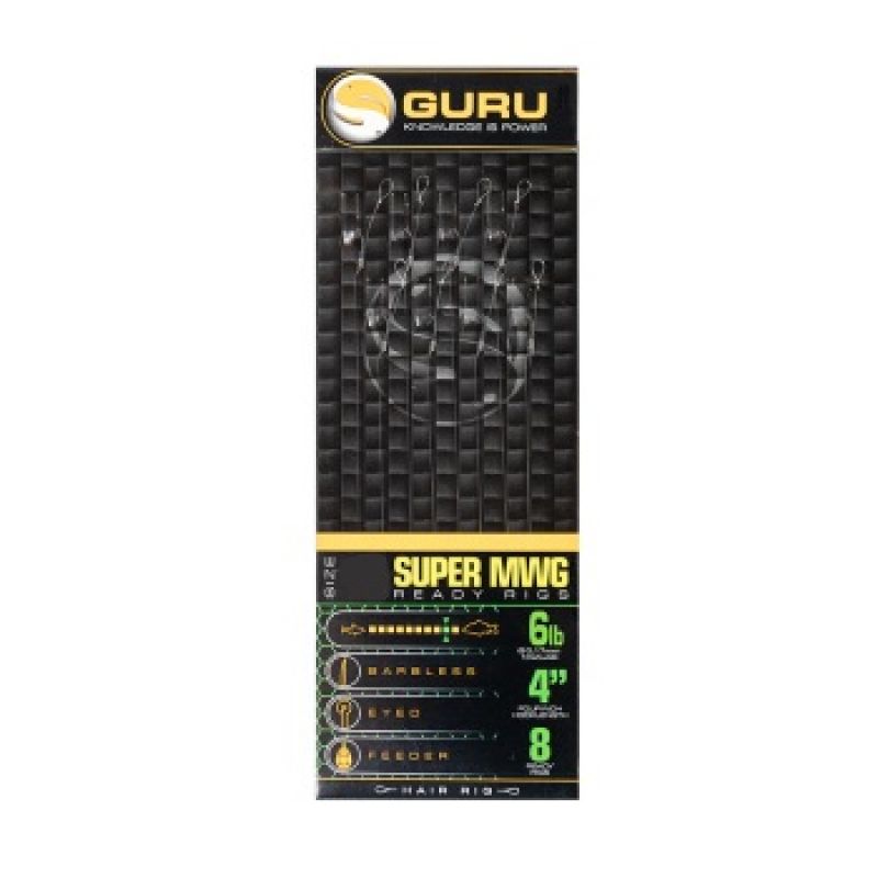 Guru SMWG Standard Hair Ready Rig clear witvis witvis onderlijn H12 4" 0.22mm