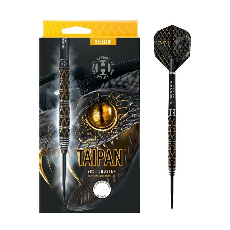 Harrows Taipan 90% noir - argent- or darts 22g