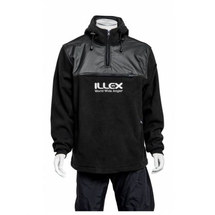 Illex Fleece Hooded Top zwart - grijs vistrui Large