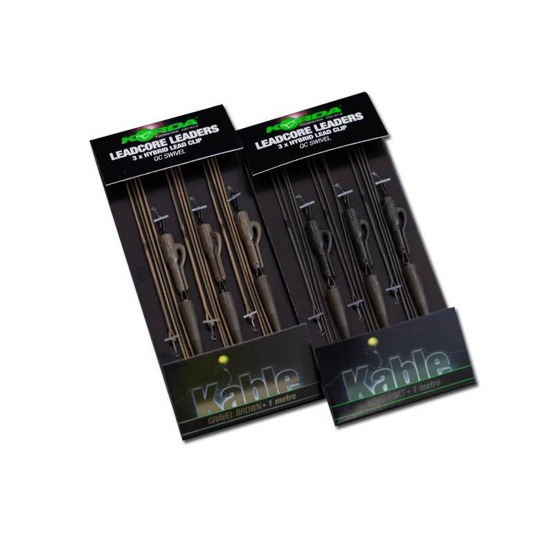 Korda Leadcore Hybrid Lead Clip Leaders gravel brown  1m00