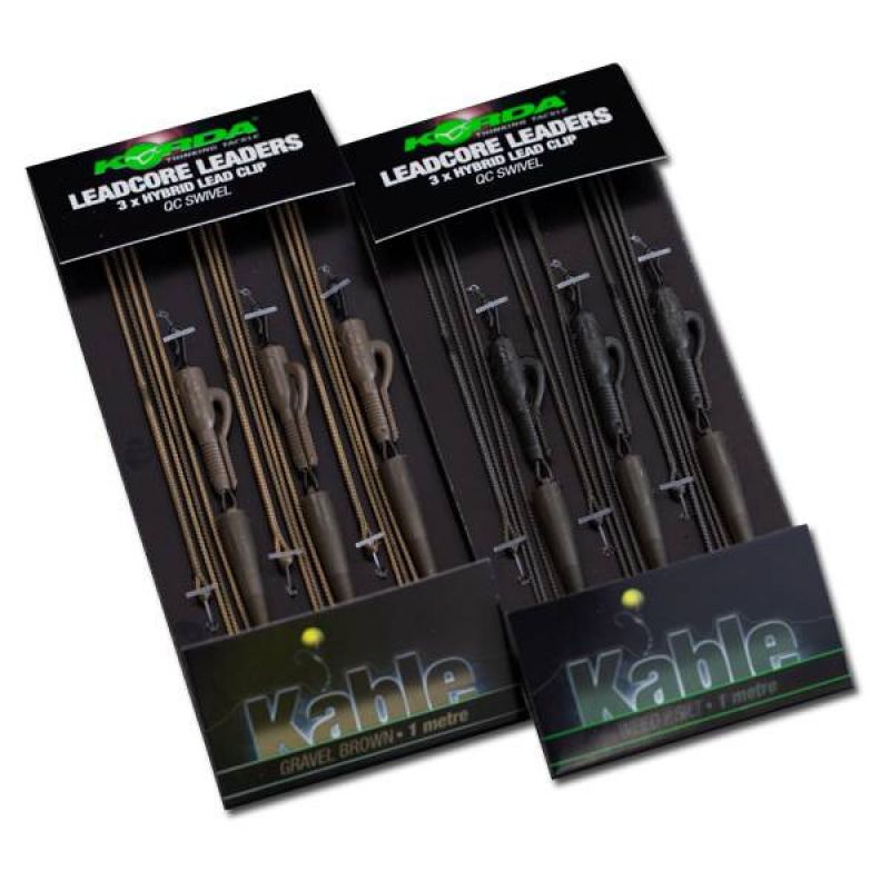 Korda Leadcore Leader-Hybrid Leadclip QC gravel brown  1m00 50lb