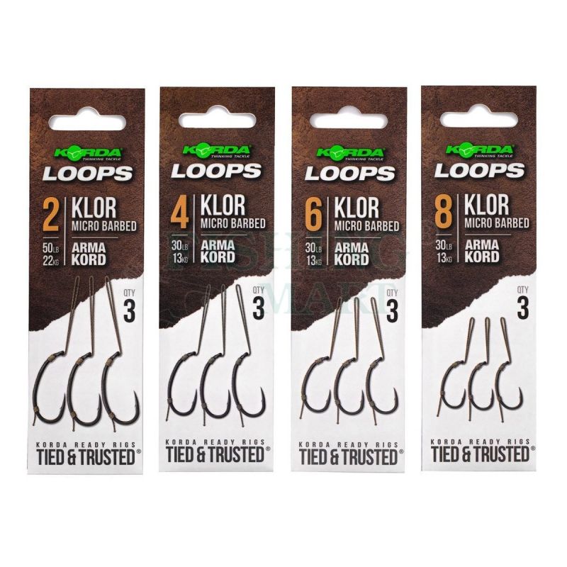 Korda Loop Rigs Klor Barbed camo - argent  H6 30lb