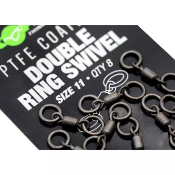 Korda PTFE Double Ring Swivel zwart - grijs karper klein vismateriaal Size 11