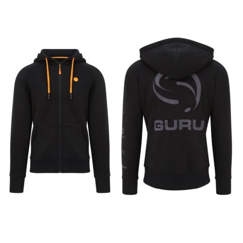 Guru Semi Logo Hoodie Black noir - orange  Medium