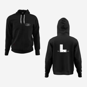 L-Style Black Hoodie zwart - wit dart trui Large