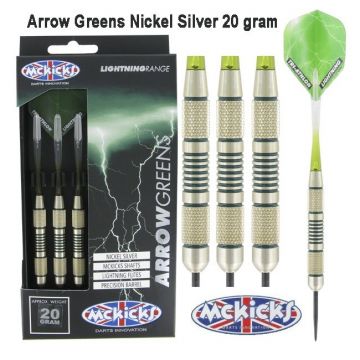 Mckicks Arrow Greens Nickel Silver groen - zilver dartpijlen 20g