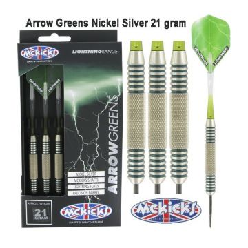 Mckicks Arrow Greens Nickel Silver groen - zilver dartpijlen 21g