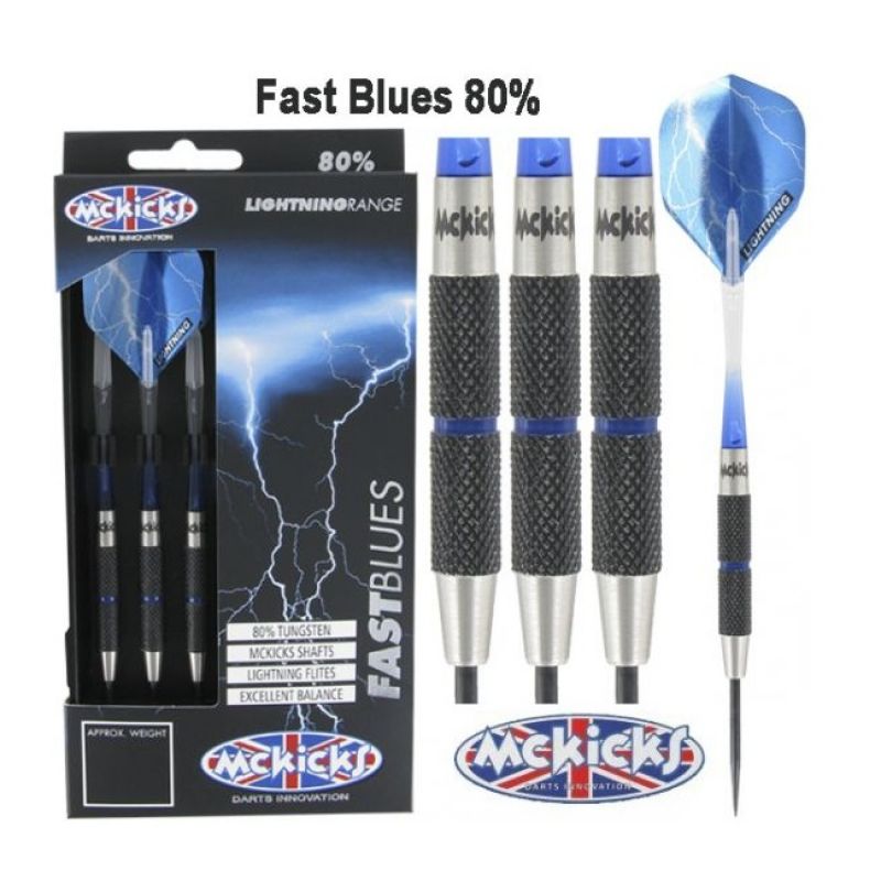 Mckicks Fast Blues 80% blauw - zwart dartpijlen 23g