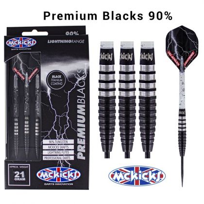 Mckicks Premium Blacks Titanium 90% zwart - zilver dartpijlen 21g