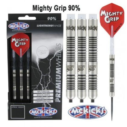 Mckicks Premium Whites Mighty Grip 90% zwart - zilver dartpijlen 21g