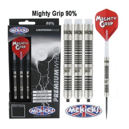 Mckicks Premium Whites Mighty Grip 90% noir - argent darts 23g