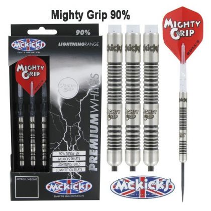 Mckicks Premium Whites Mighty Grip 90% noir - argent darts 25g