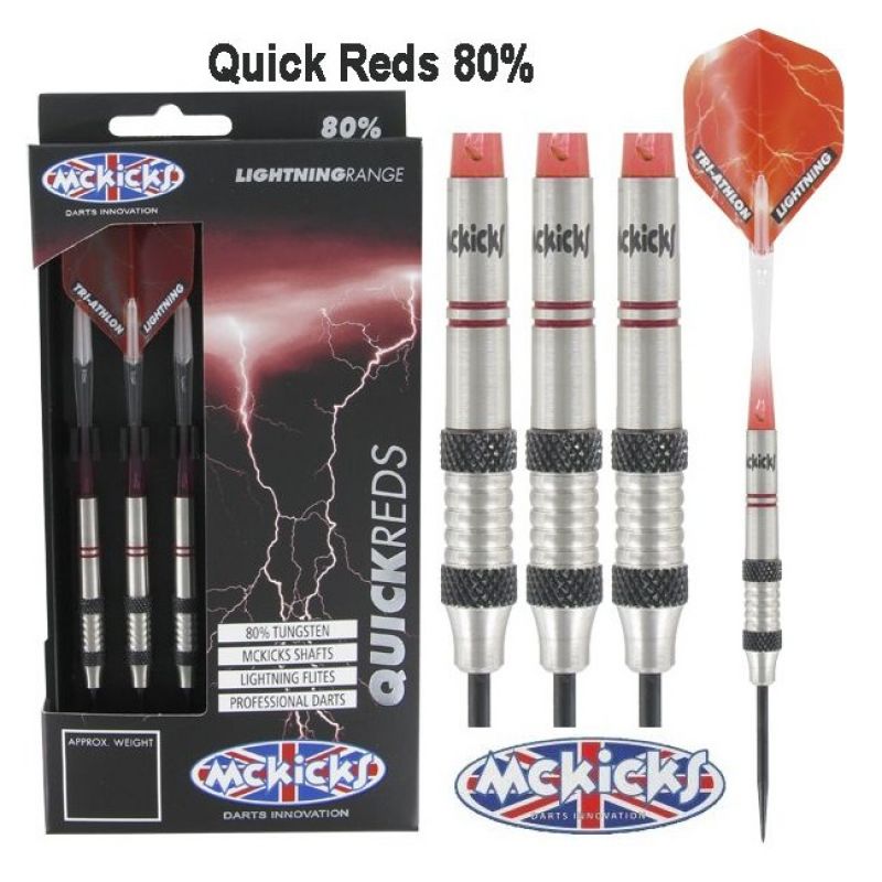 Mckicks Quick Reds 80% rood - zilver dartpijlen 26g