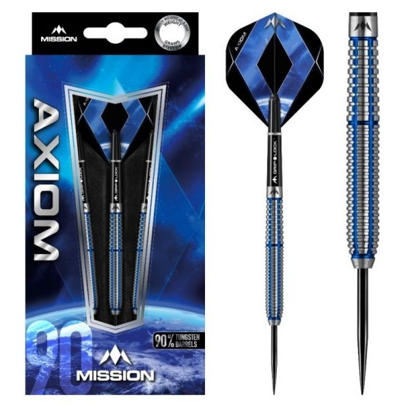 Mission Axiom 90% Blue Titanium M1 zwart - zilver - blauw dartpijlen 25g