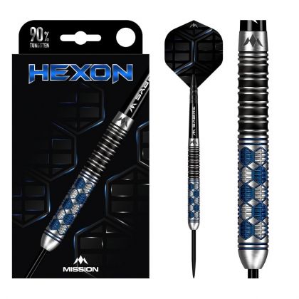 Mission Hexon 90% noir - argent - bleu darts 23g